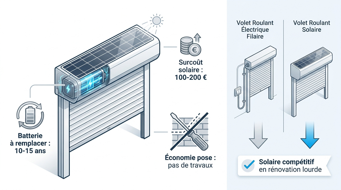 Comparaison entre un volet roulant filaire classique et un volet roulant solaire autonome